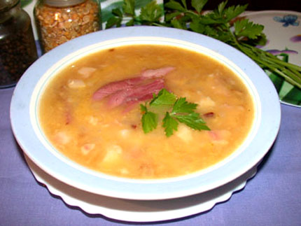 Рецепт: Гороховый суп с копченостями